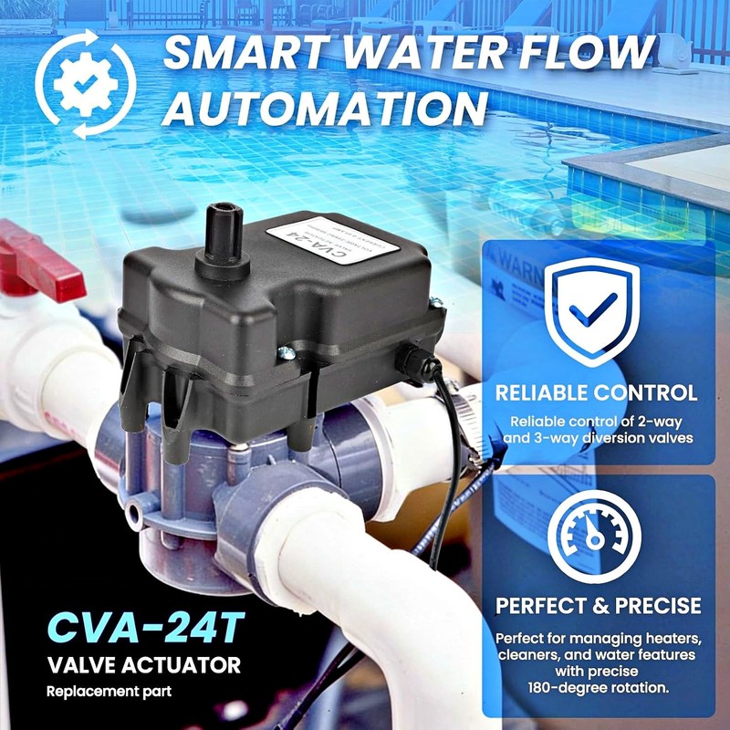 CVA-24T Pool Valve Actuator Waterproof 24V 2 & 3 Port Diverter 24ft Cable NEW! gallery