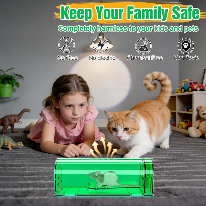 Eco-Friendly Live Mouse Traps - 4 pcs Reusable, Child & Pet Safe Design gallery