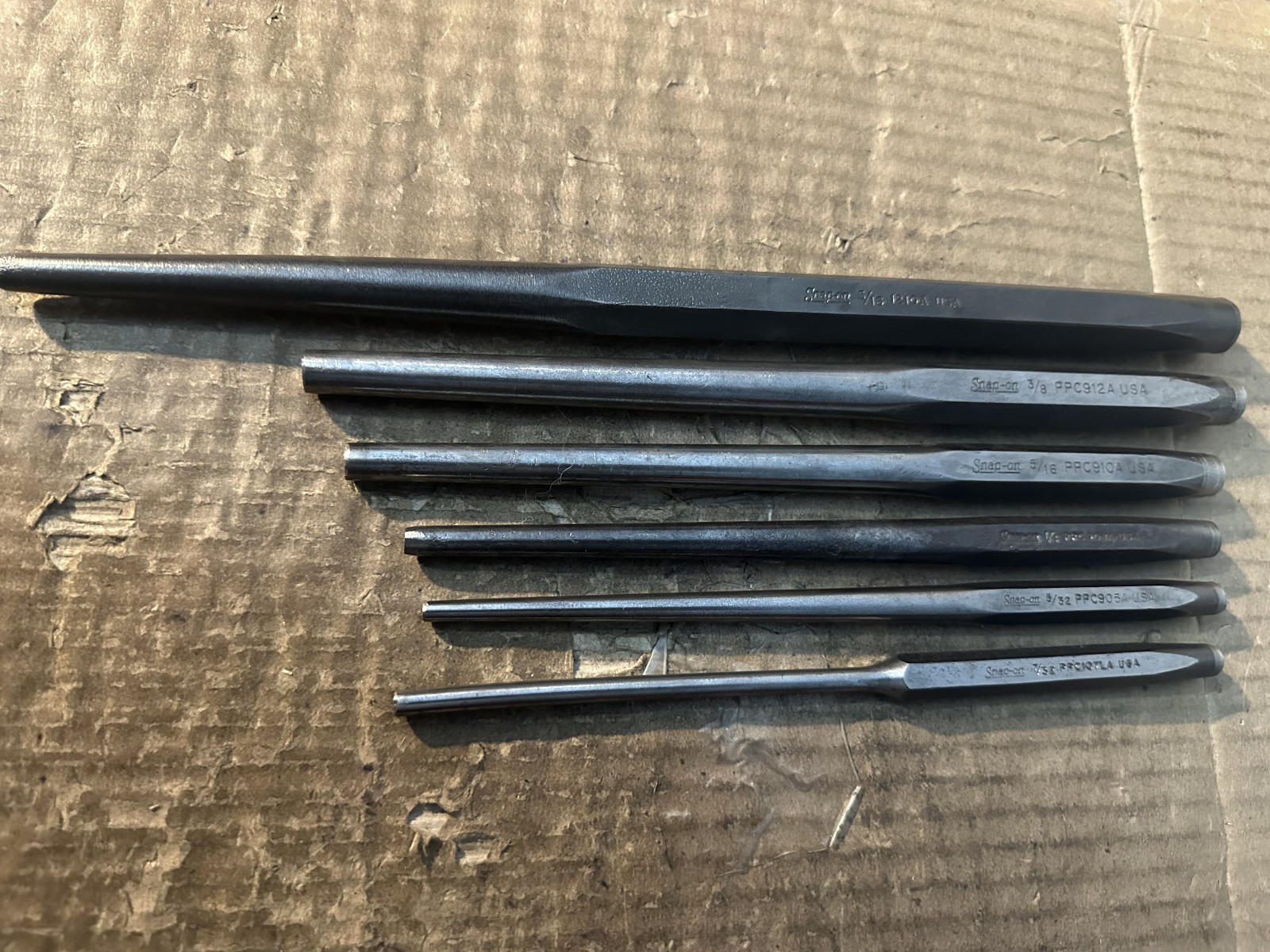 SNAP-ON TOOLS 6 PIECE LONG TAPERED PIN PUNCHES 5/32" TO 5/16" USA gallery