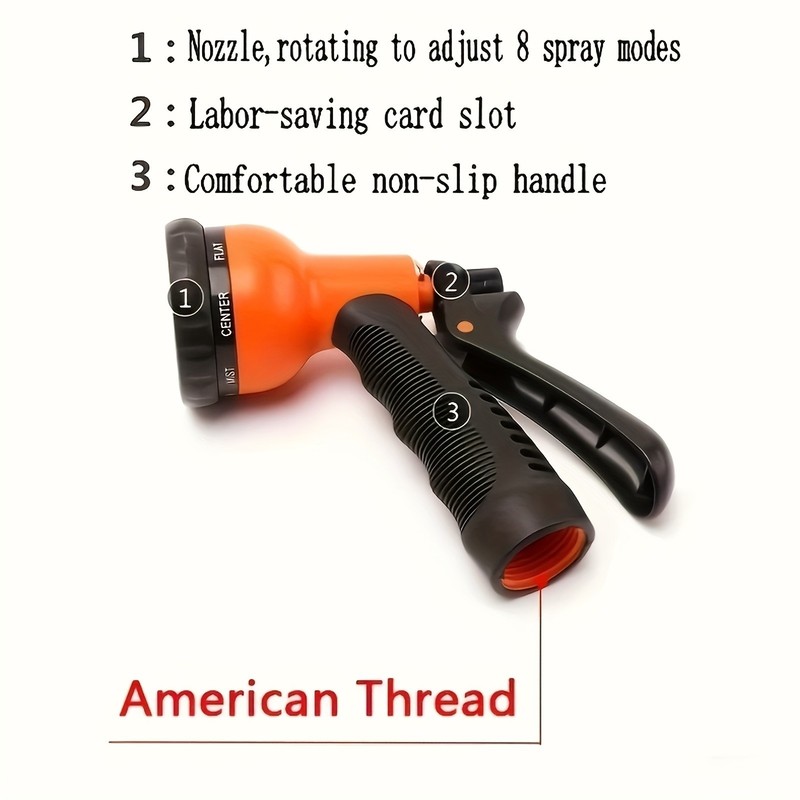 Multi-Pattern Garden Hose Nozzle - Non-Slip Grip for Watering & Car Washing gallery