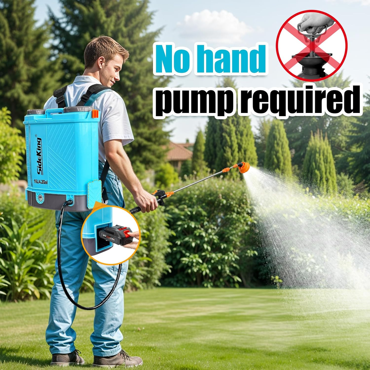 Battery Powered Backpack Sprayer 4 Gallon, 0-100 PSI Adjustable Pressure Sprayer gallery