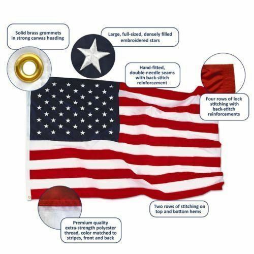 2 - 3' x 5' FT Embroidered U.S.A. American Flag with Brass Grommets - TWO PACK gallery