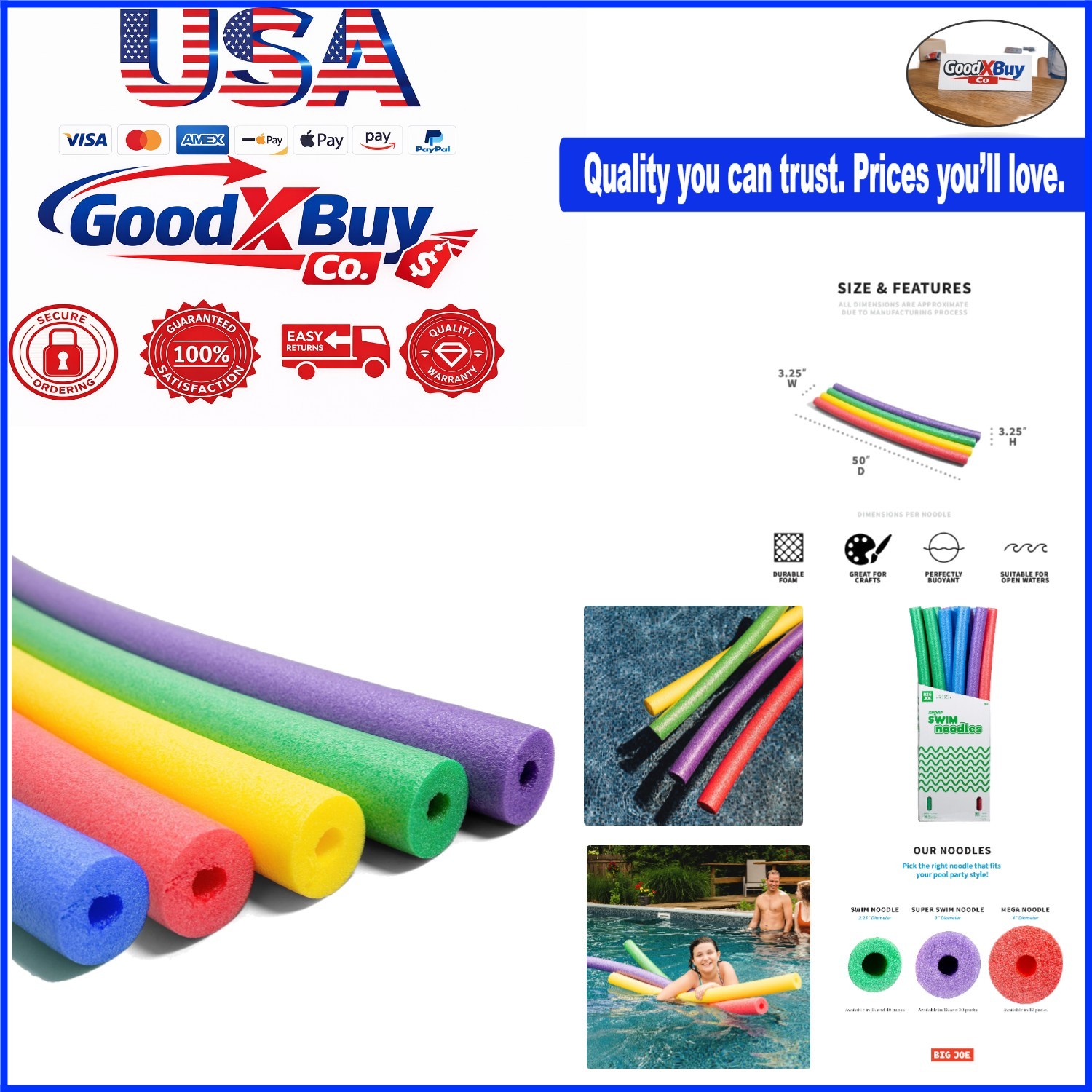 18 Pack Pool Noodles Assorted Foam 55In Long for Swimming Kids Adults gallery