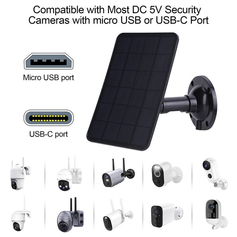 Solar Panel for Security Camera Micro USB & USB-C Port Solar Panel Adjustable gallery