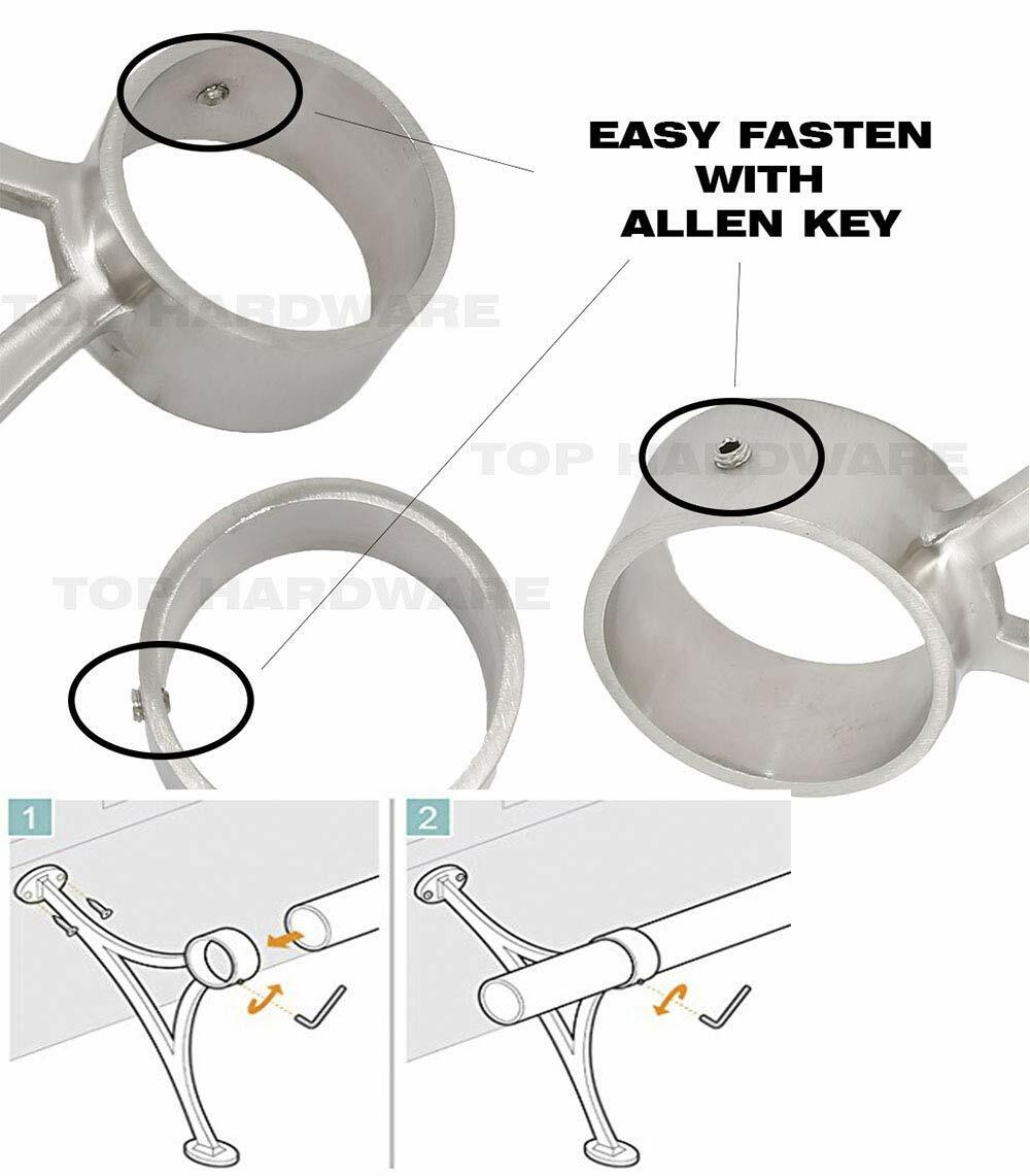 Combination Bar Mount Foot Rail Bracket Kit - 2"OD Brush Stainless Steel Tubing gallery