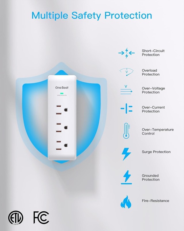 Surge Protector Outlet Extender with Rotating Plug, 9 AC Multi Plug Wall Outlet gallery