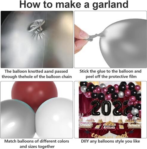 Graduation Decorations Maroon Black 2024/Burgundy Black Graduation Party Deco... gallery