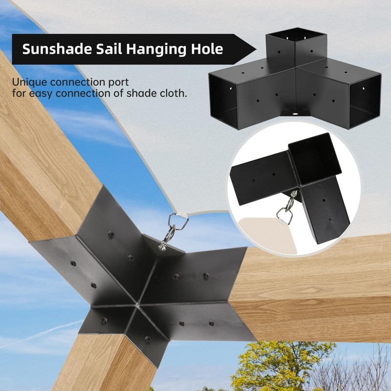DIY Pergola Post Base Kit - 4pc Brackets gallery