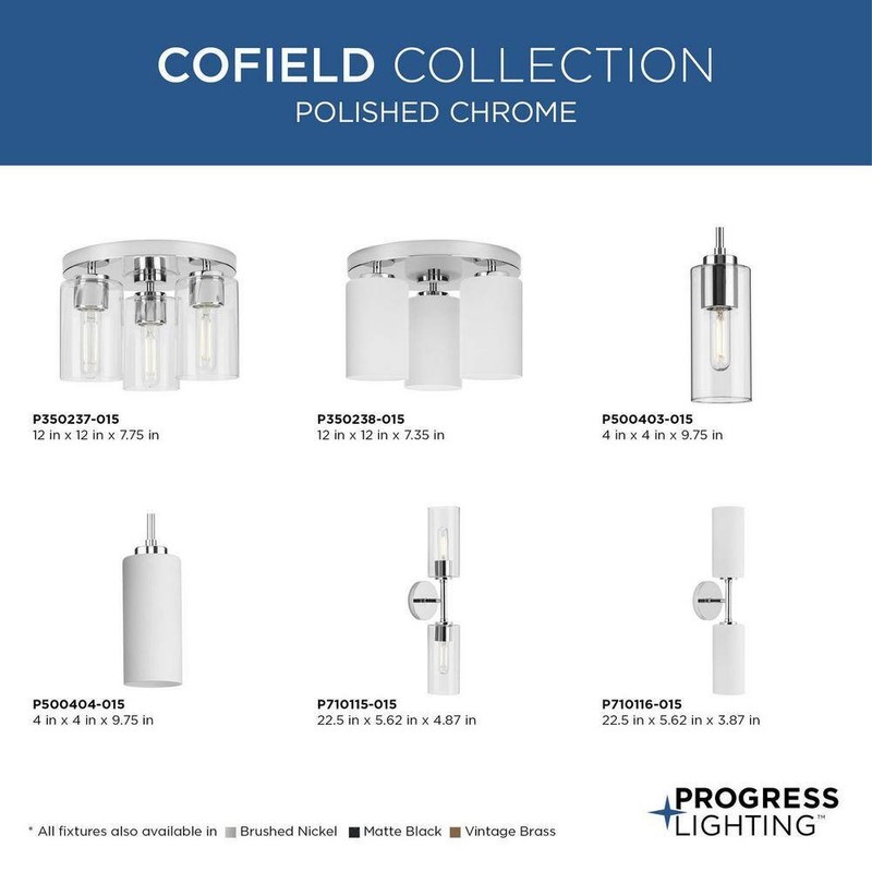 Progress Lighting 22.5" 2-Light Polished Chrome Wall Bracket w/Etched Glass gallery