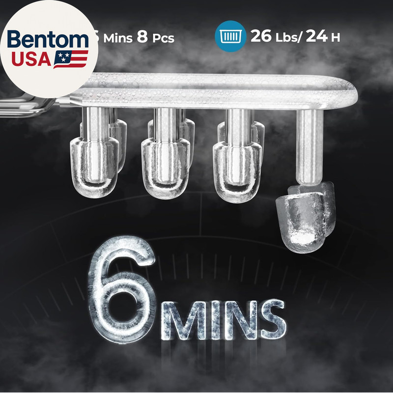 Countertop Ice Maker Machine, 8 Ice Cubes in 6 Mins, 26Lb/Day Ice with 2 Sizes- gallery