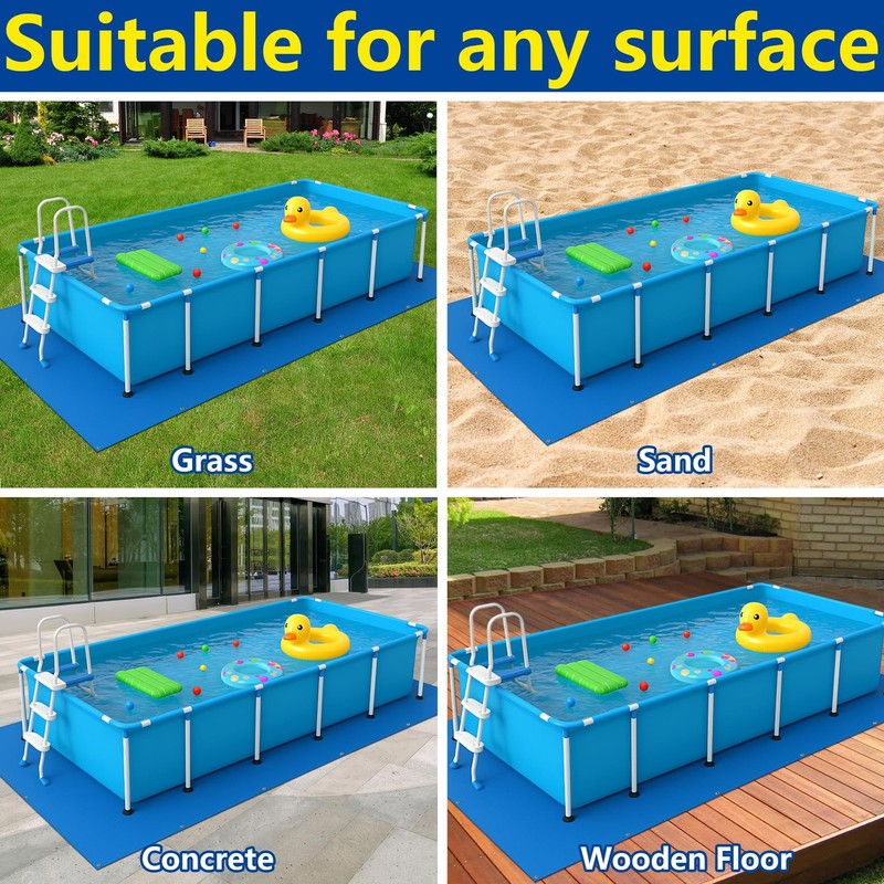 20 x 12 Ft Rectangular Pool Ground Cloths, Waterproof PE Swimming Pool Liner ... gallery