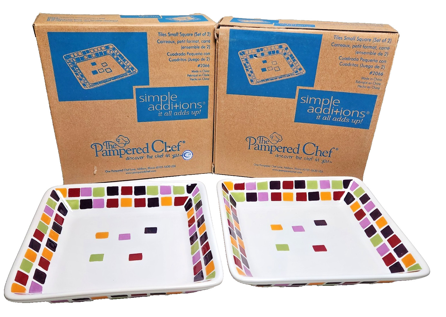 The Pampered Chef Simple Additions Colored squares Plates #2066 Set Of 6 gallery