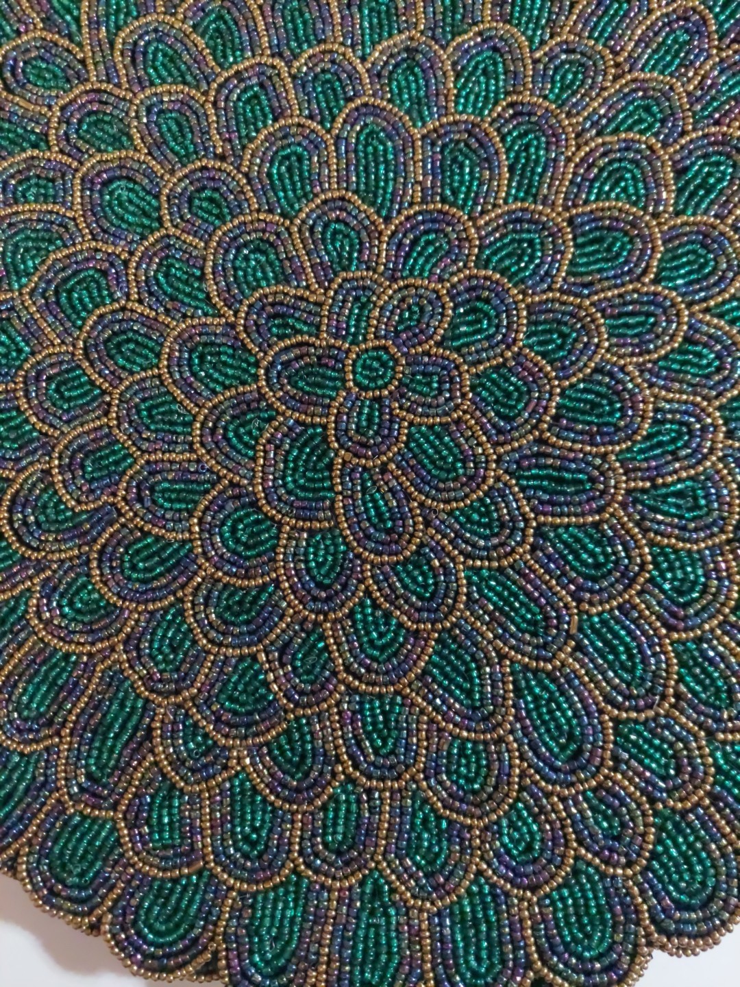 Beaded Round 15 Inch (purple,teal,gold)Scalloped Placemats (set of 6) gallery