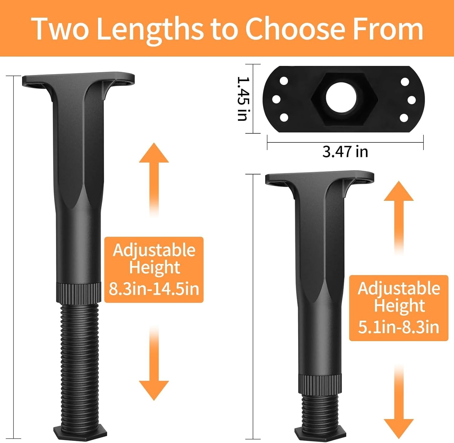 1/8 PCS Adjustable Bed Support Legs Frame Support Legs for King Queen Bed Slats gallery