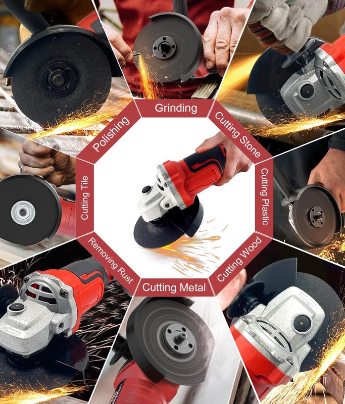 Cordless Angle Grinder for Milwaukee 18V Battery, 11000 RPM w/Speeds (Tool Only) gallery