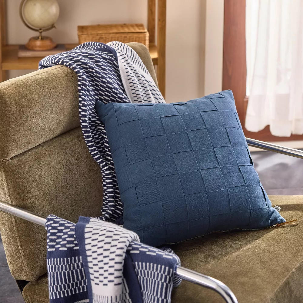 Knit Throw Blanket Navy - Hearth & Hand with Magnolia gallery