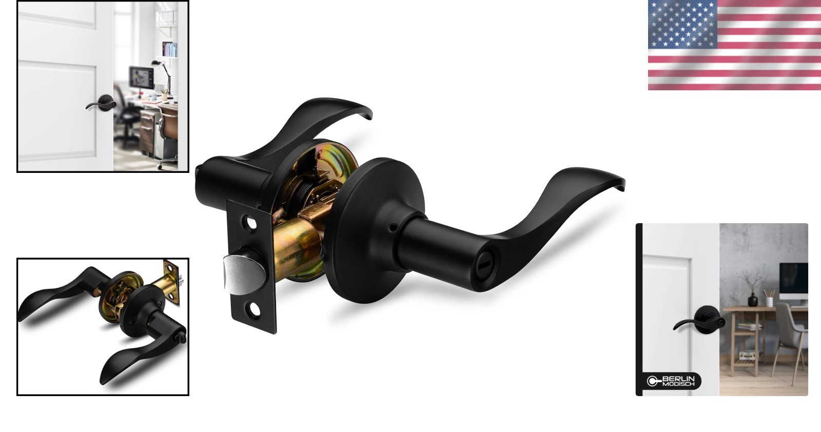 Universal Reversible Office Door Handle with Keys gallery