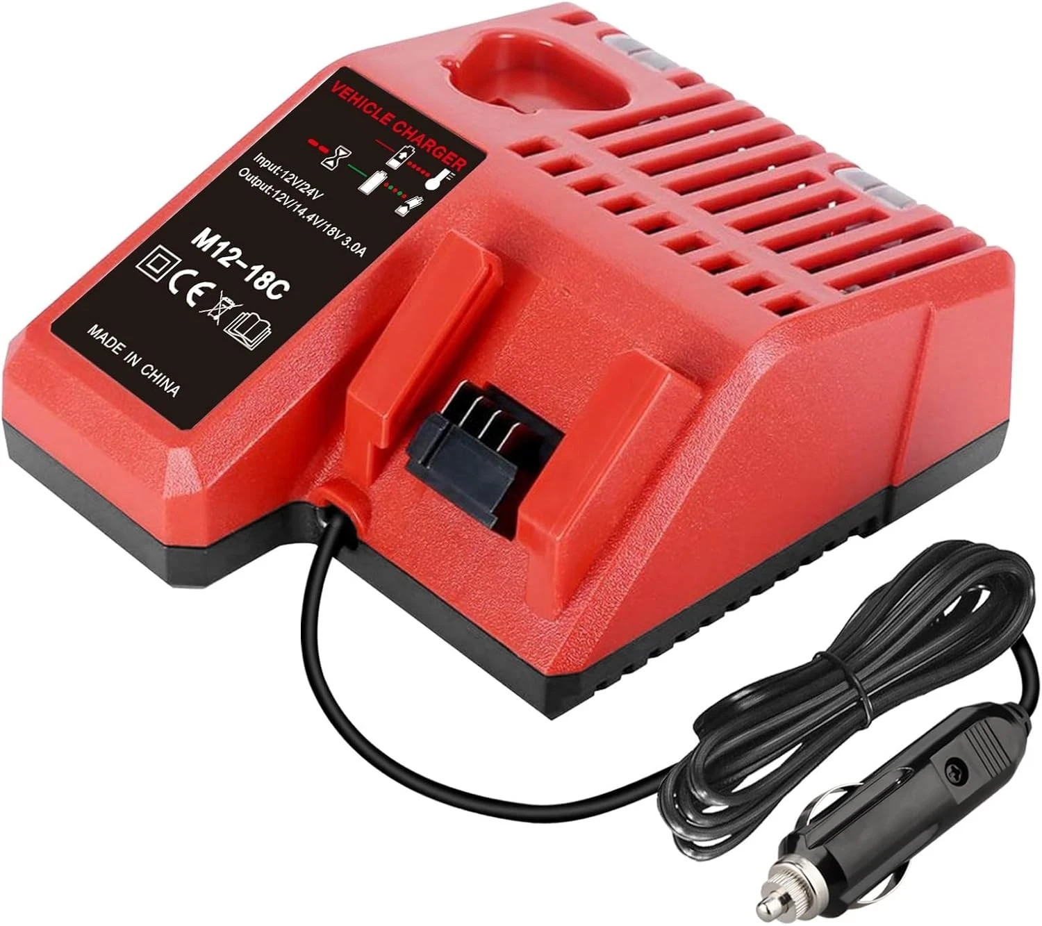 for M12 & M18 Multi Voltage Car Charger Milwaukee 12V-18V Lithium Red gallery