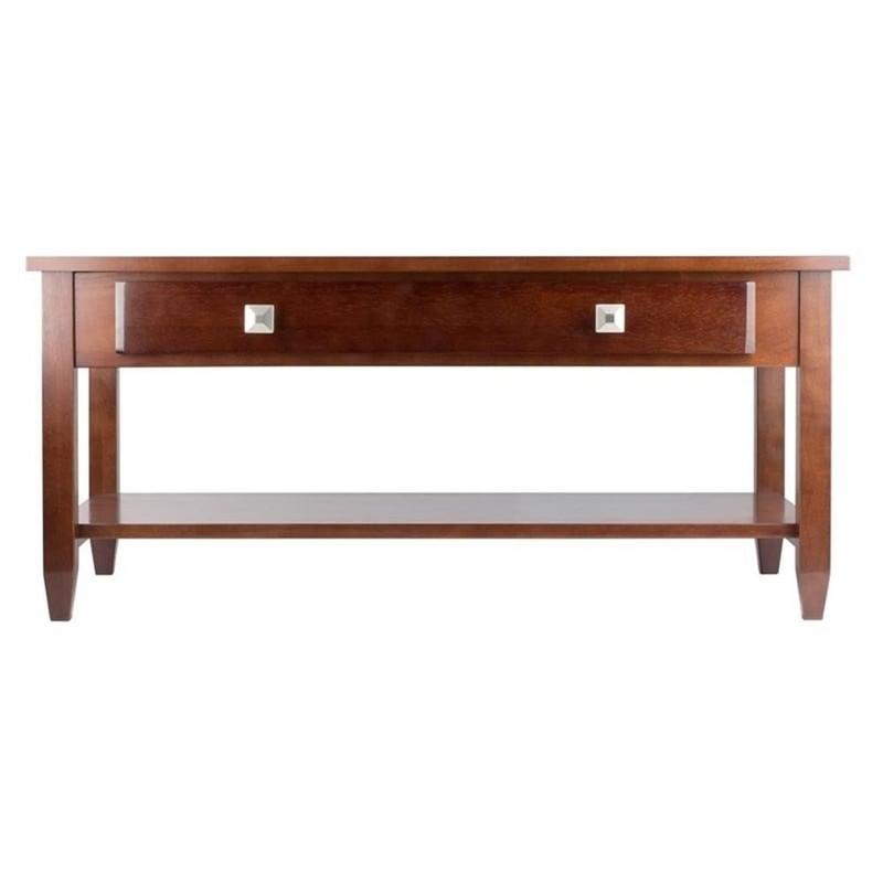 Pemberly Row Transitional Solid Wood Coffee Table with Tapered Leg in Walnut gallery