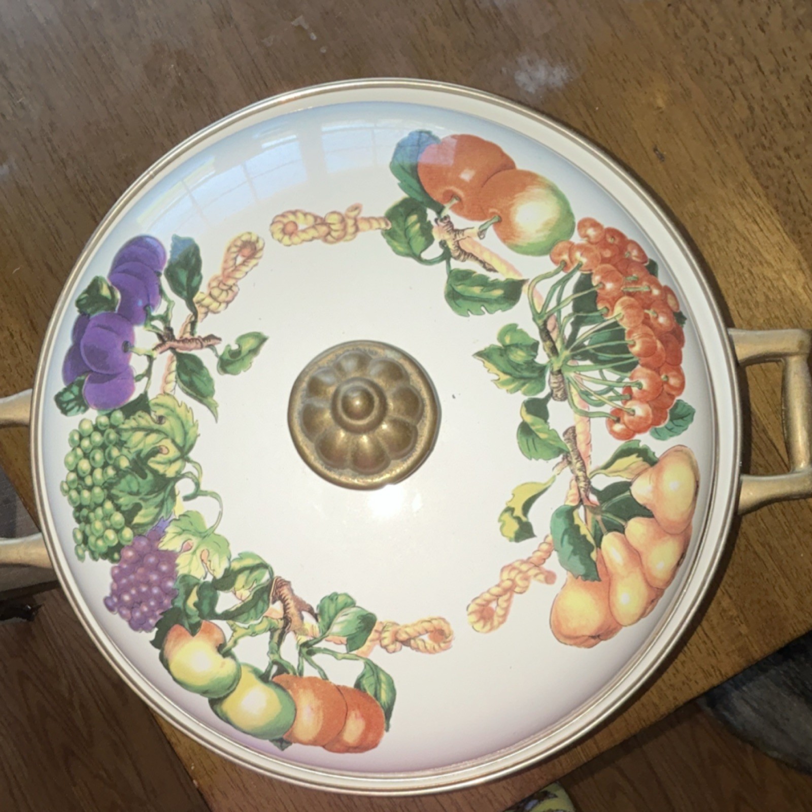 Tabletops Unlimited Ceramic Casserole with Lid Fruit Design Double Handle gallery