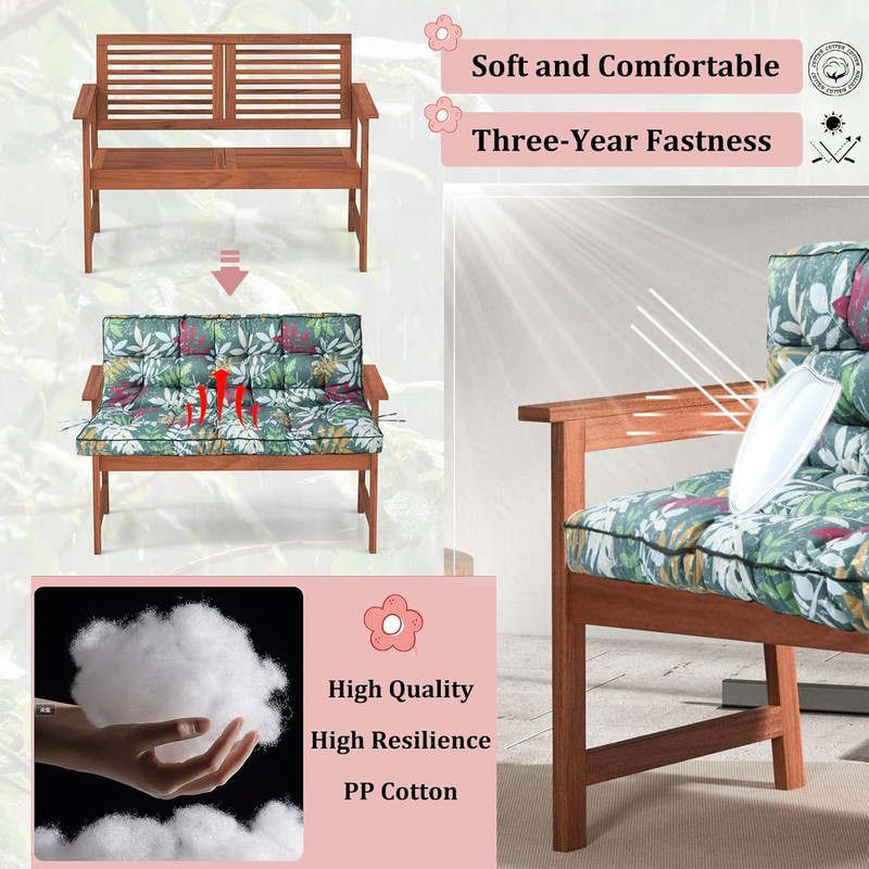 Outdoor Swing Replacement Cushion - Waterproof Green Floral, 40x55in gallery