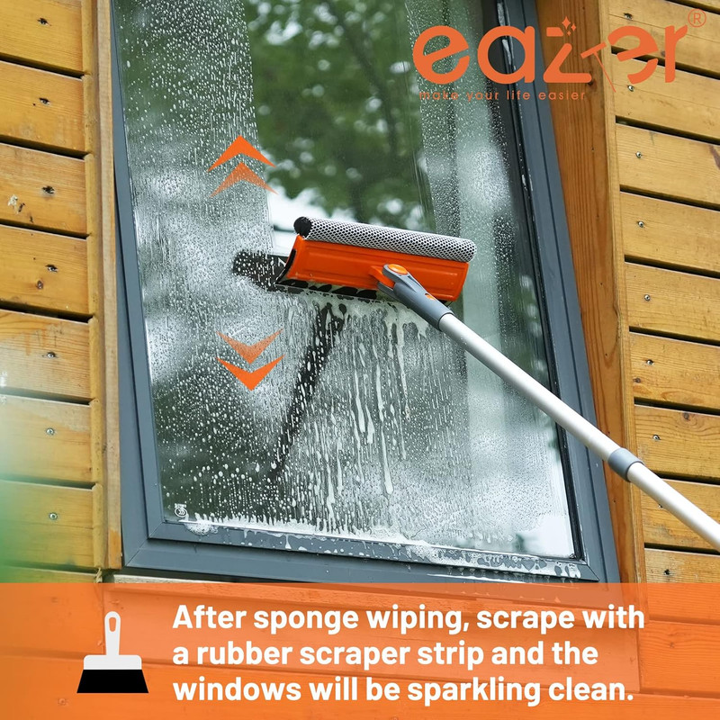 46'' Professional Window Cleaner Tool, 2-In-1 Rotatable Squeegee gallery