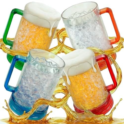Granatan 16oz Freezer Beer Mug Set 4-Pack Double Wall Acrylic Color Handle BPA gallery