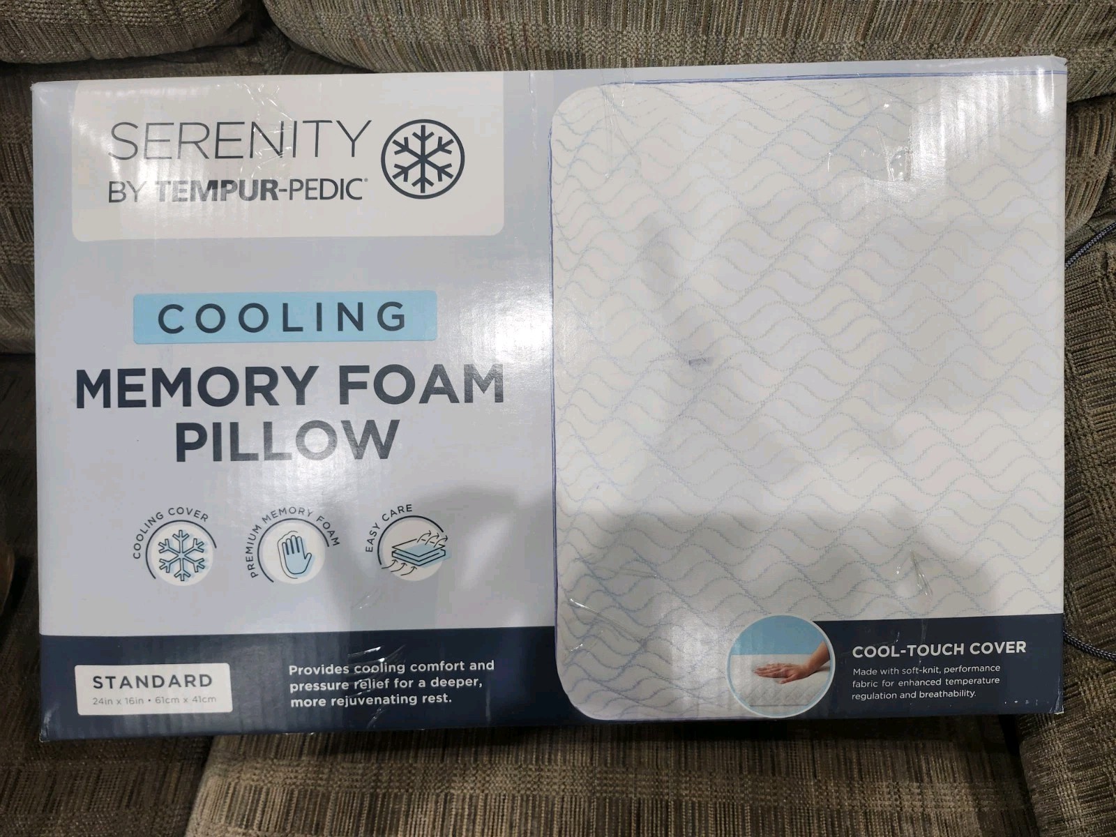 Serenity Tempur-Pedic Cooling Memory Foam Pillow Standard New In Open Box Free S gallery