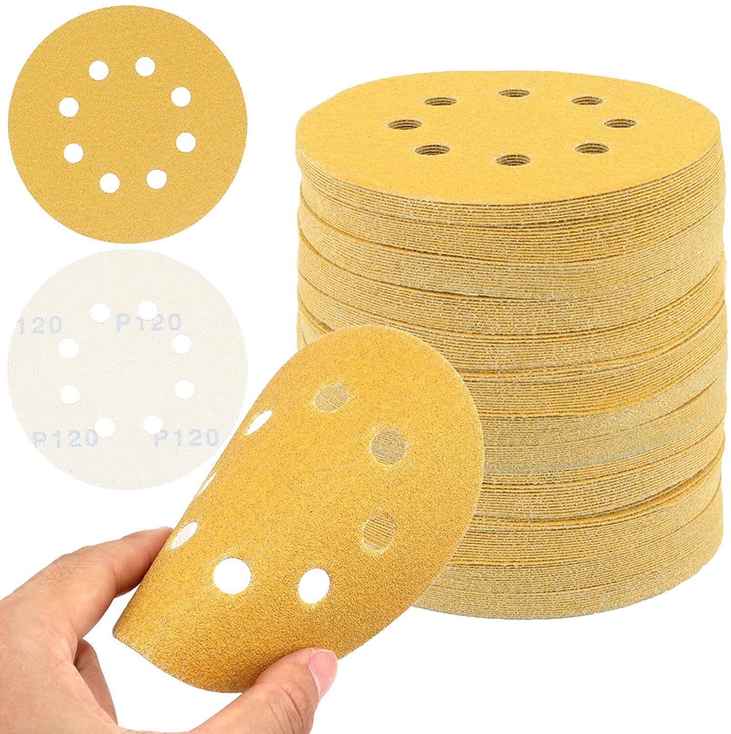 50-PACK 5 inch Sanding Discs 8-Hole Hook Loop for Orbital Sander Paper 600 Grit gallery