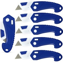 Lightweight Heavy Duty ABS Plastic Folding Saftey Utility Box Cutter 6 Pack Blue