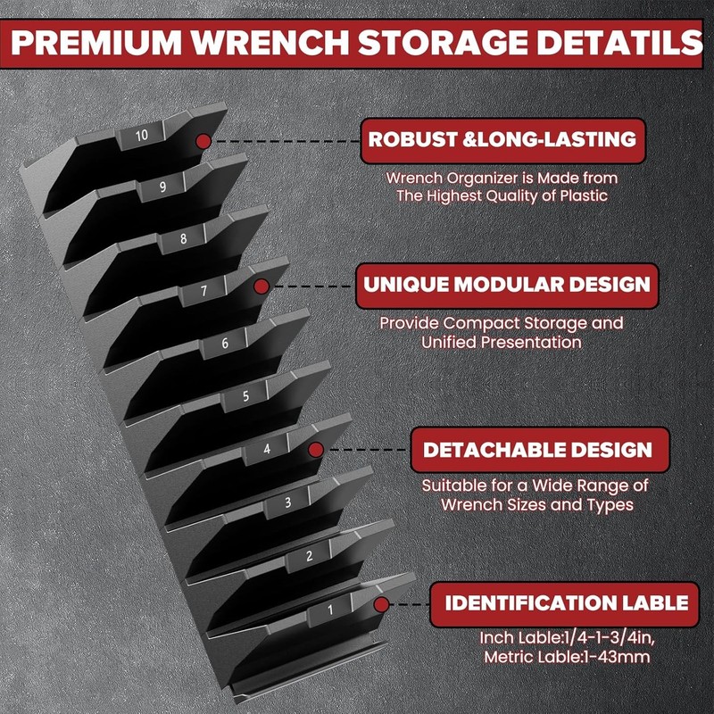 Customizable 80PCS Wrench Storage Solution with Modular Design - Black Organizer gallery