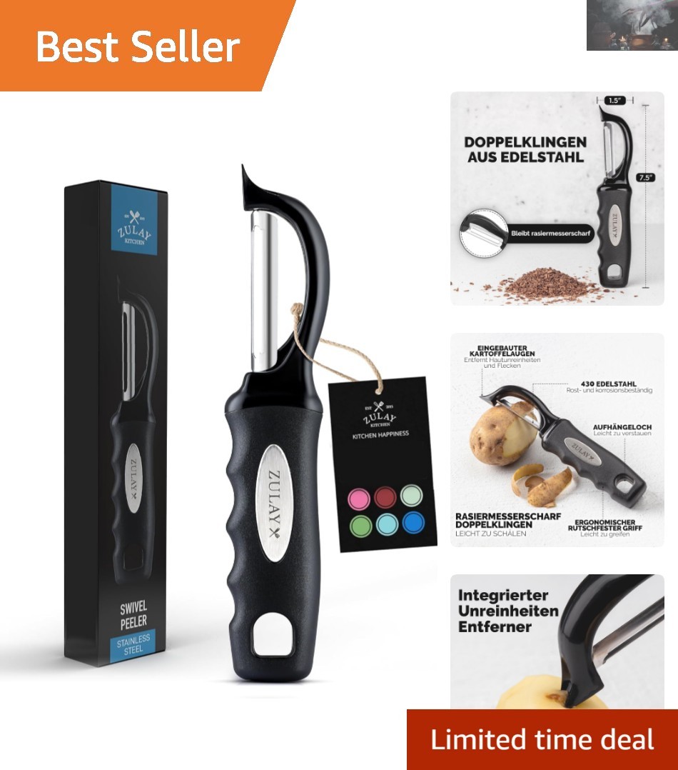 Durable Stainless Steel Vegetable Peeler with Ergonomic Non-Slip Handle - Black gallery