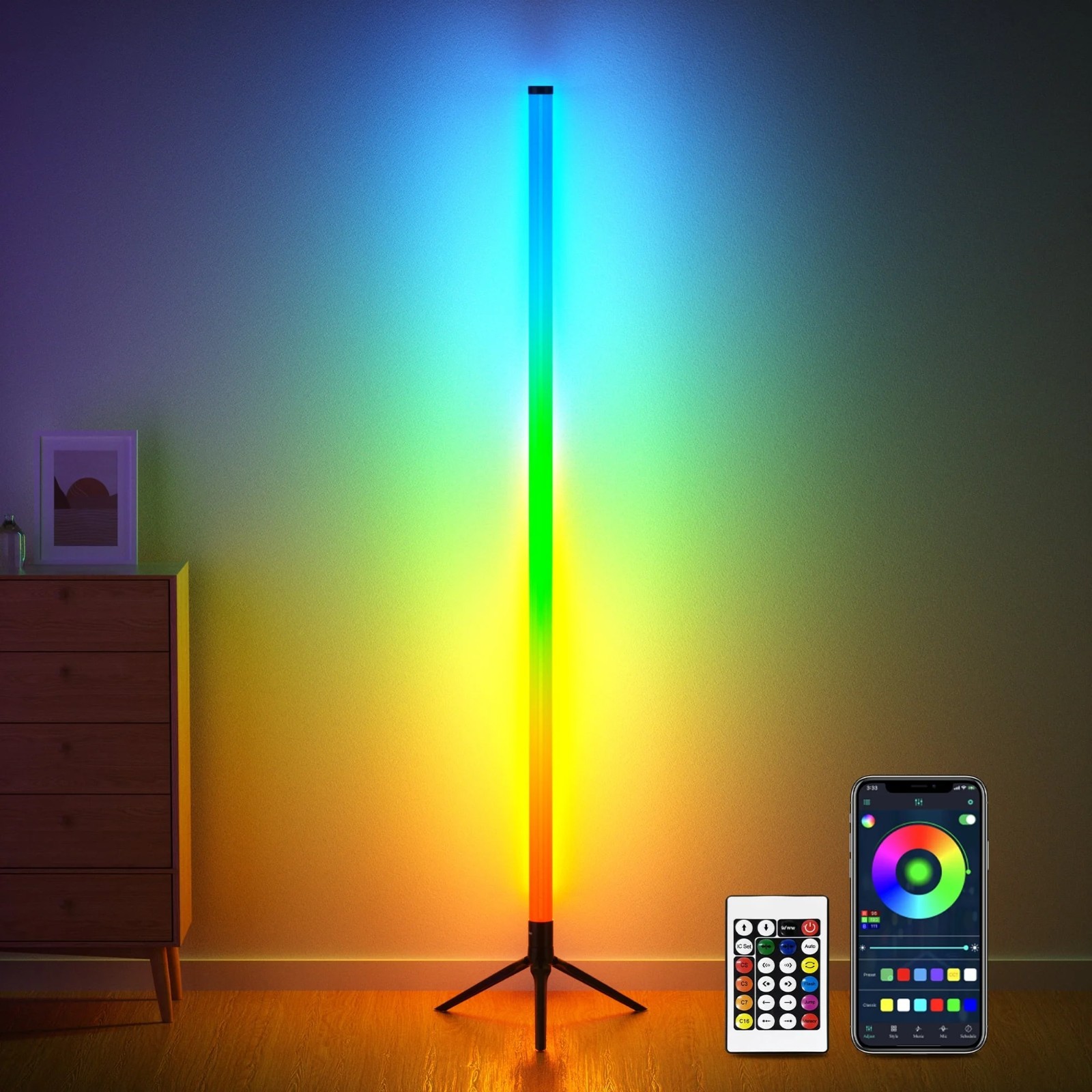 56inch Corner Floor Lamp Color Changing LED Modern Mood With App &Remote Control gallery