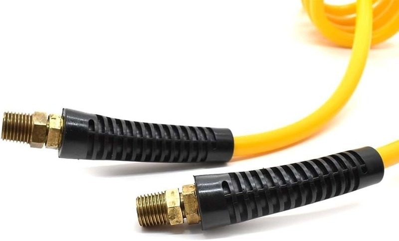 Interstate Pneumatics HR14-005 1/4 Inch 5 ft long, Recoil Yellow Nylon Air Hose gallery