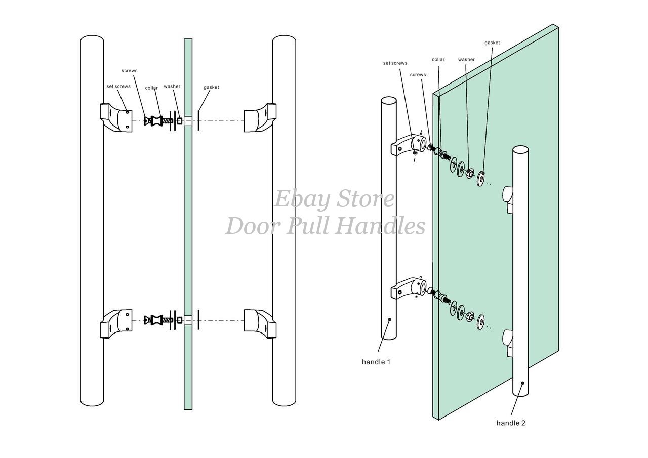 PostMount Offset/Modern Round Bar/Ladder/H-shape/ Push-Pull Door Black gallery
