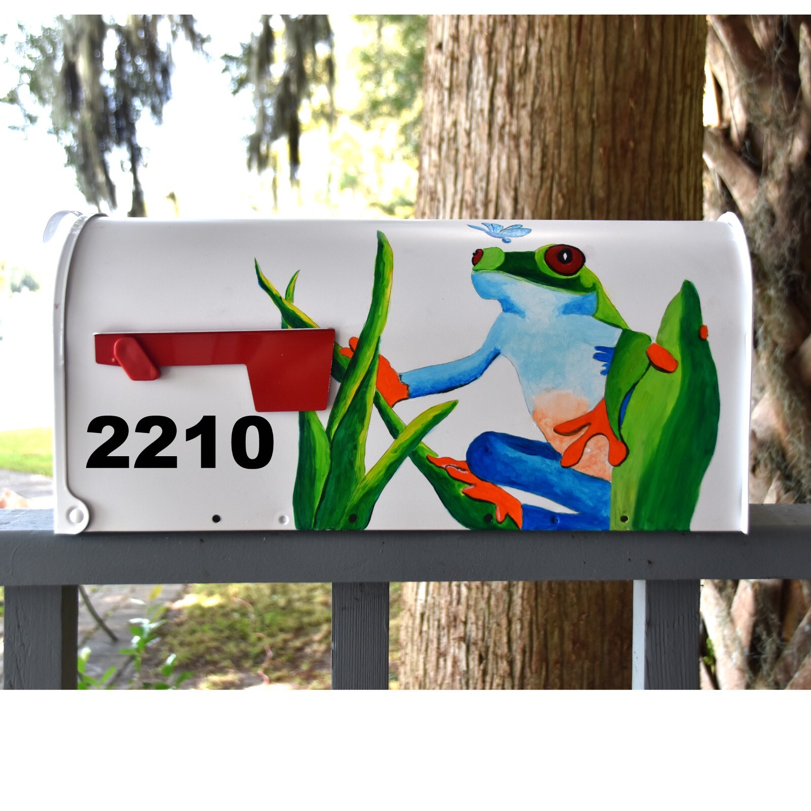 Custom Hand Painted Rain Tree Frog Mailbox gallery