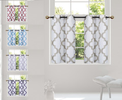 2PC HALF WINDOW LINED CURTAIN PANEL GEOMETRIC PRINTED 30″ W X 36″ L (each)