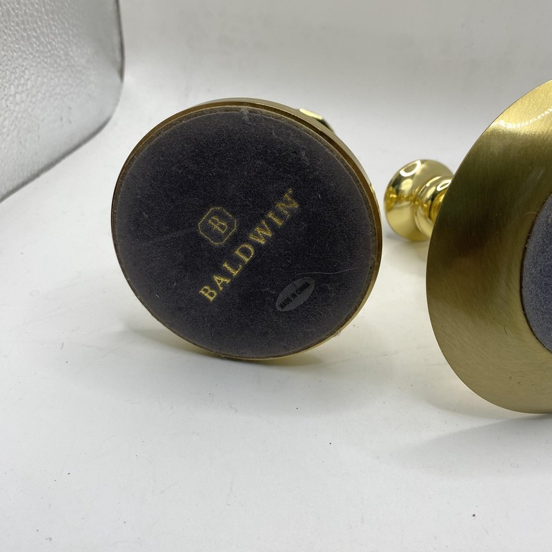 Baldwin Gold Brass Candlestick Holders Pair Small Round Saucer Taper Decor gallery