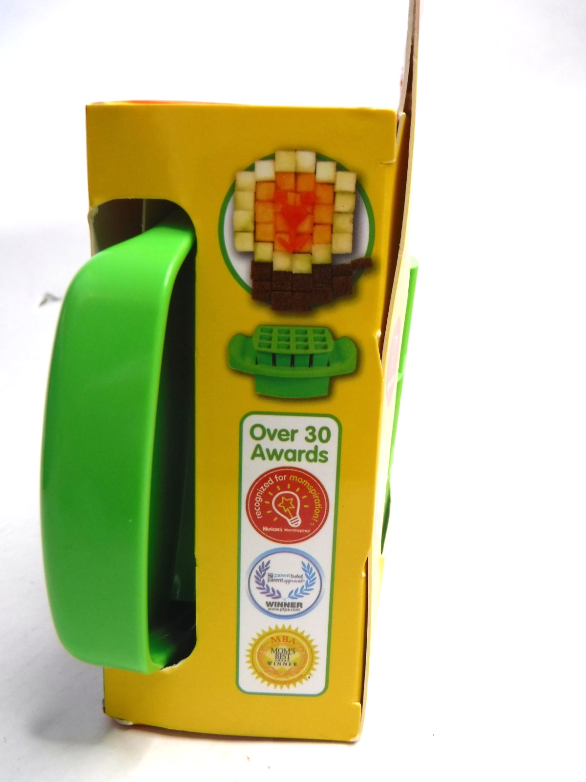 Green Funbites Bite Sized Food Cutter + Popper Top for Kids (Squares) BPA FREE gallery