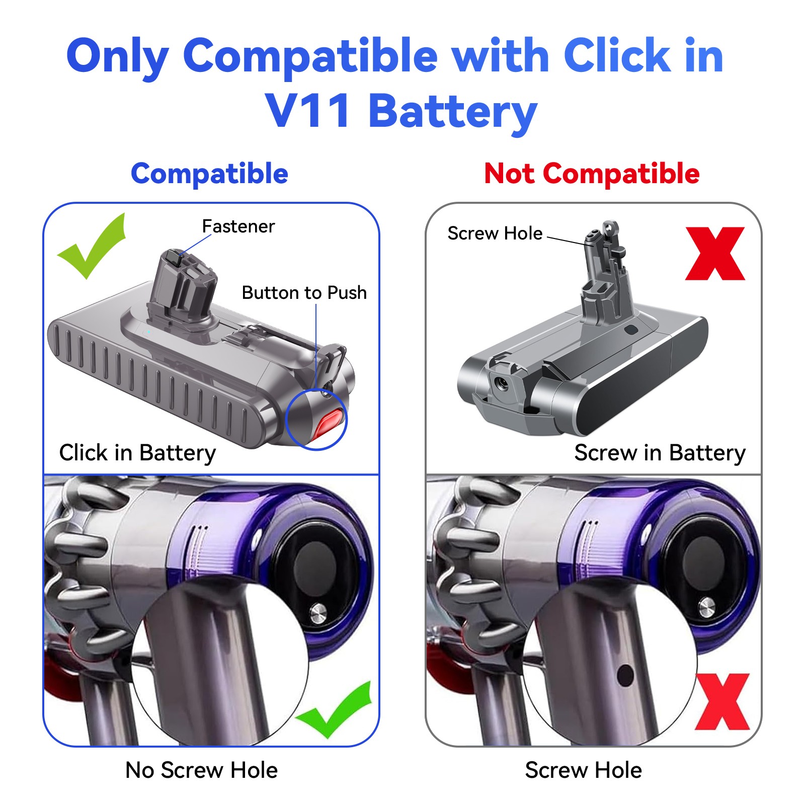 V11 Button Click in Battery For Dyson V11 Outsize SV15 Replacement Battery new gallery