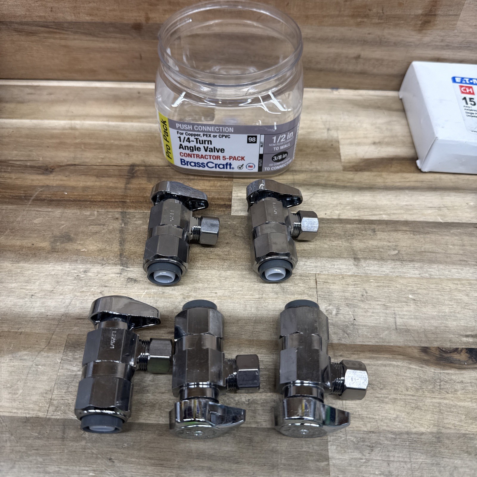 BrassCraft 1/2 in Push Connect Inlet x 3/8 in OD Comp Outlet 1/4-Turn 5PACK E41 gallery