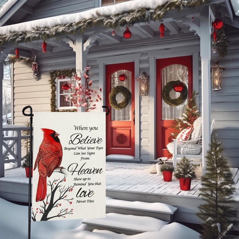Cryfox Winter Cardinal Garden Flag Religion Decorative Yard Flag for Garden P... gallery