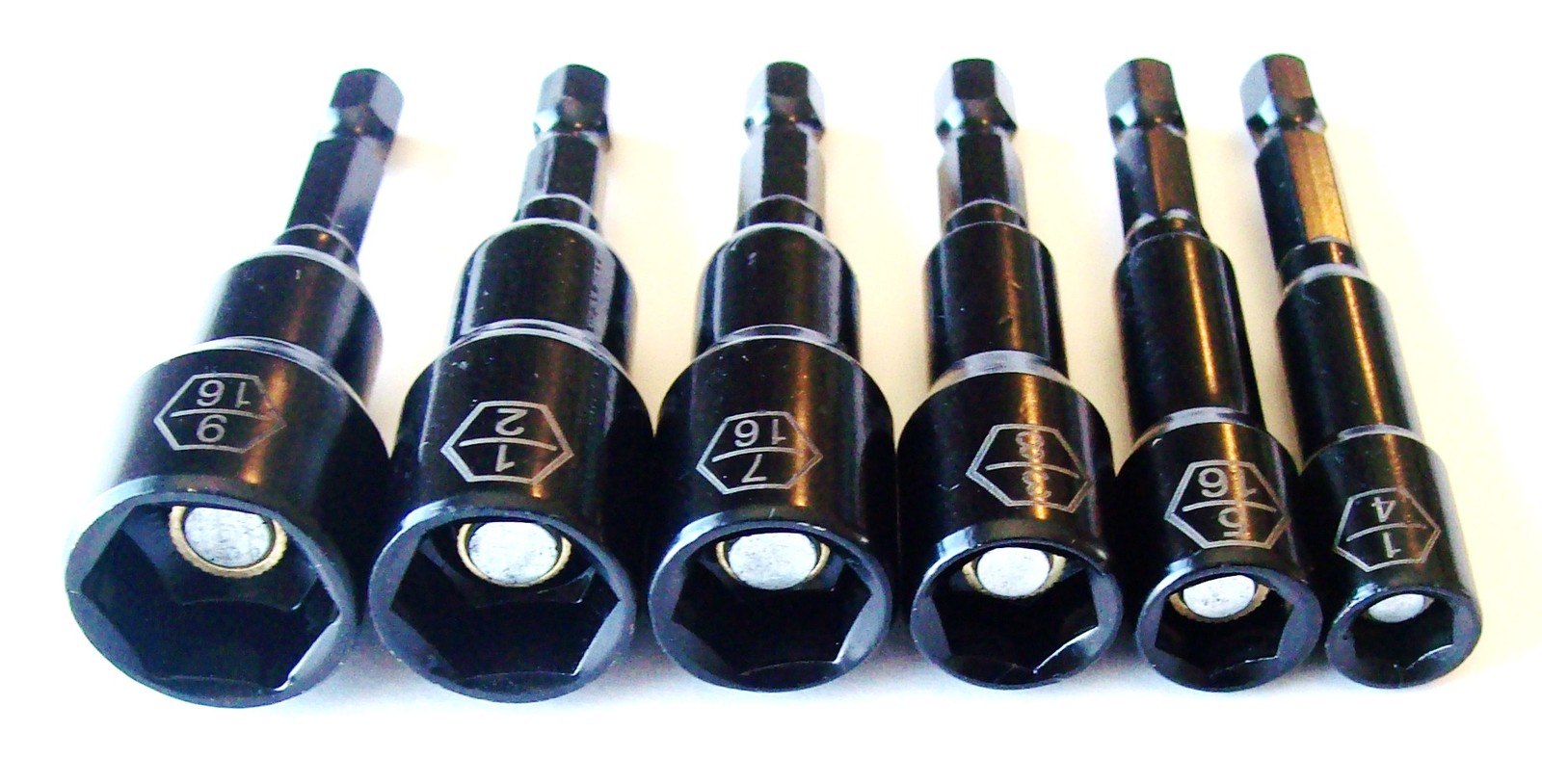 6pc GOLIATH INDUSTRIAL 2-9/16 IMPACT MAGNETIC NUT DRIVER SETTER SET LASER ETCHED gallery