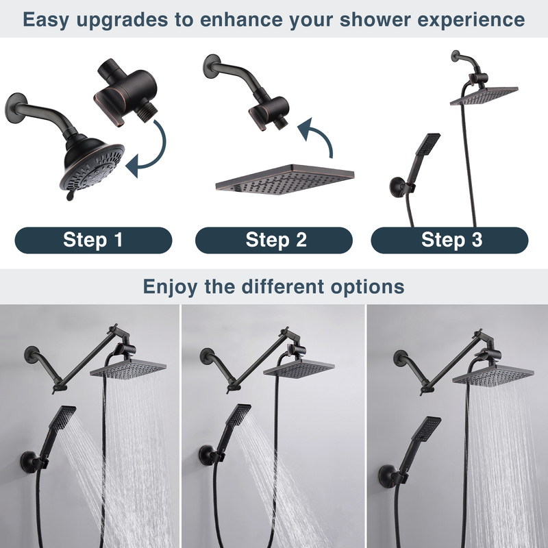 BRIGHT SHOWERS Rain Shower Head with Handheld Combination Set PSS1807-06 gallery