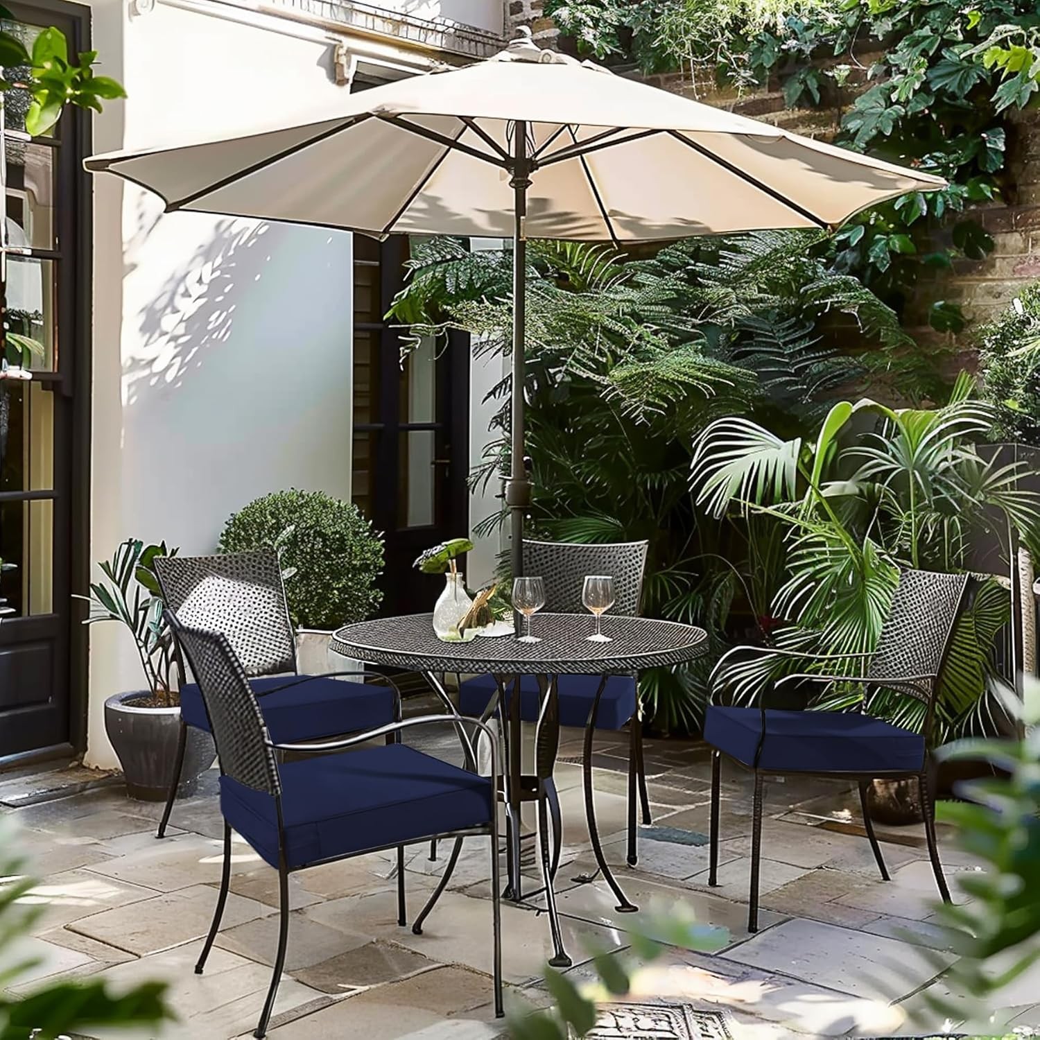 Patio Chair Cushionsch Waterproof Outdoor Seat Cushions 17 x 16 x 2 In Blue gallery