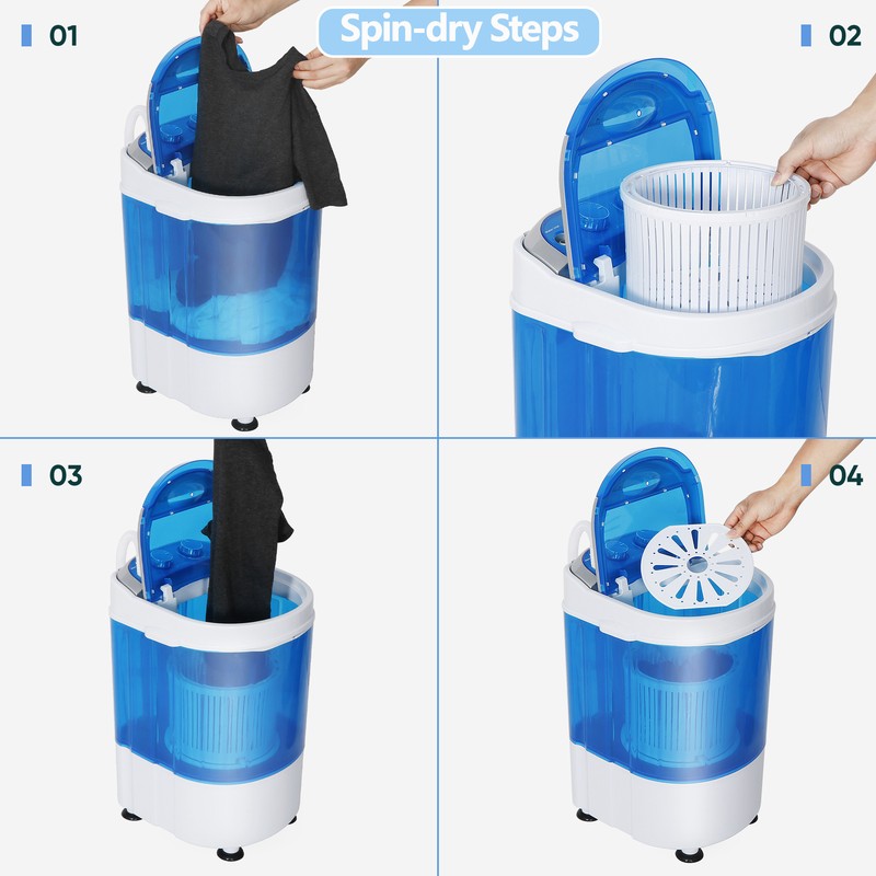 Portable Mini Washing Machine 6lbs Compact Single Tub Washer w/Spin Cycle Basket gallery