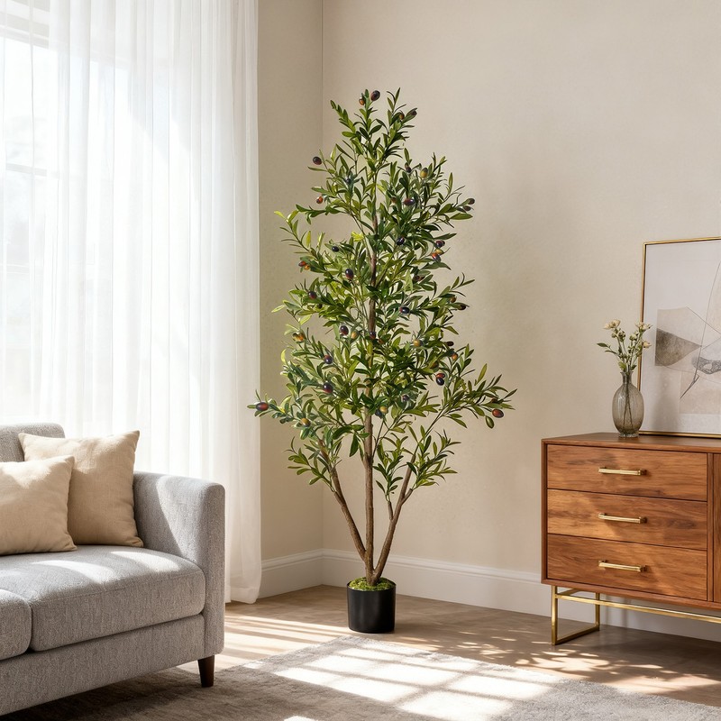 NOVAROOT 6FT Tall Olive Trees Artificial Indoor Faux Natural Wood Trunk Lifeli gallery