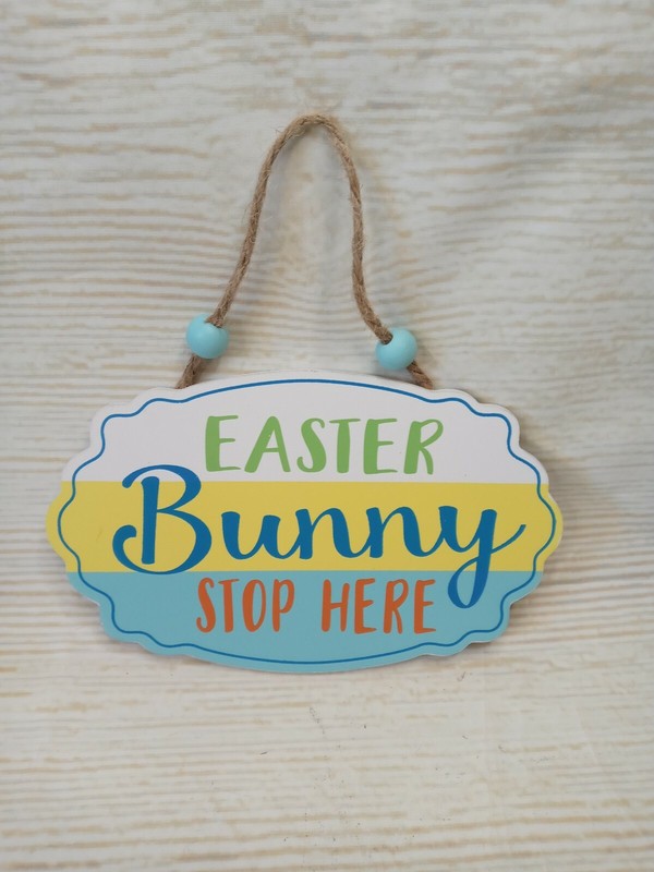 New "Easter Bunny Stop Here" Hanging Wood Sign Decor Ornament Spring Carrots Egg gallery