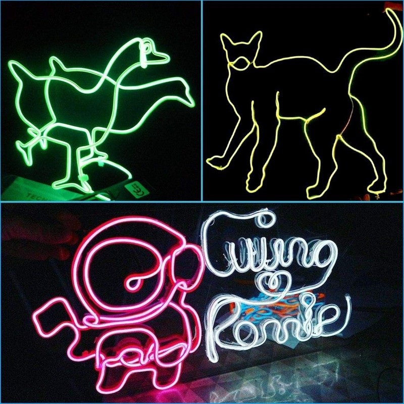 Neon LED Lights Glow EL Wire String Strip Rope Tube Decor Car Party + Controller gallery