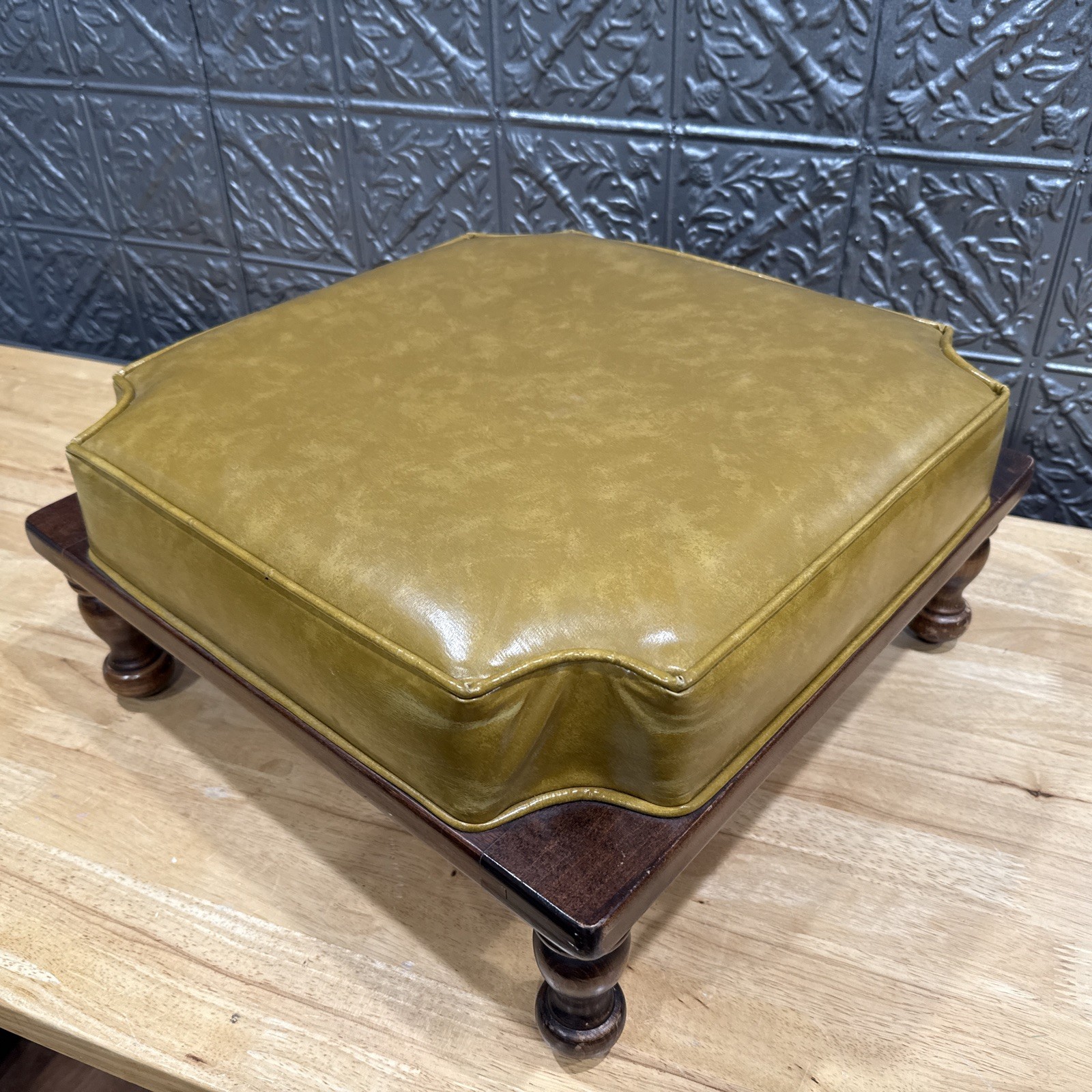 Ethan Allen Stacking Foot Stool Yellow Tan MCM Ottoman Mid-Century Vintage gallery